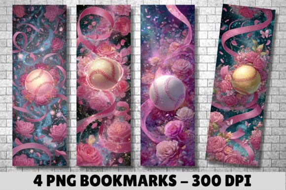 Floral Baseball Pink Rose Bookmark: A Unique Digital Asset