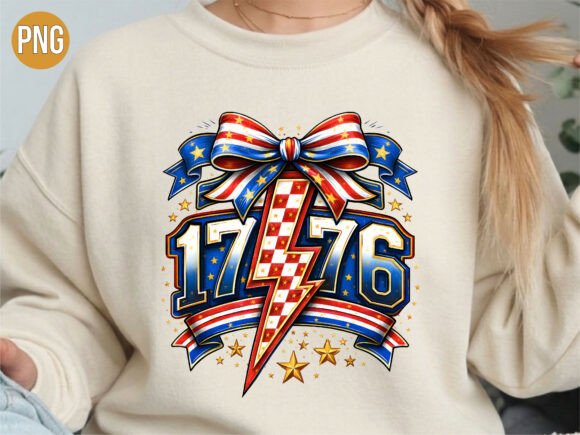 Integrating the Patriotic 1776 Flag Ribbon Bow PNG Shirt Design into Your Creative Workflow