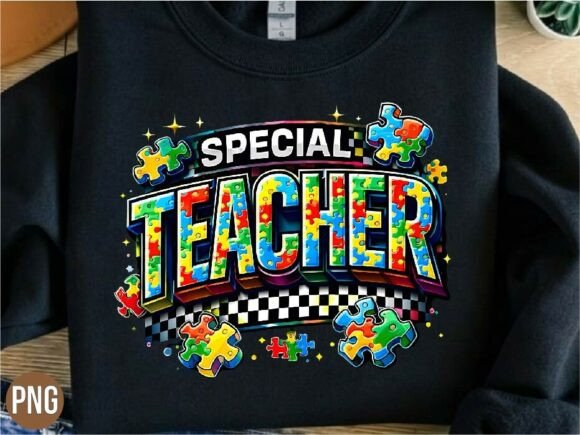 Integrating the Special Teacher Autism Puzzle PNG Shirt Design into Your Creative Workflow