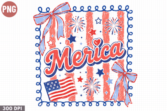 Merica Patriotic Coquette PNG Design