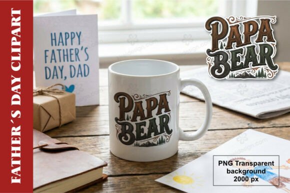 Papa Bear Typography PNG Clipart for Father’s Day