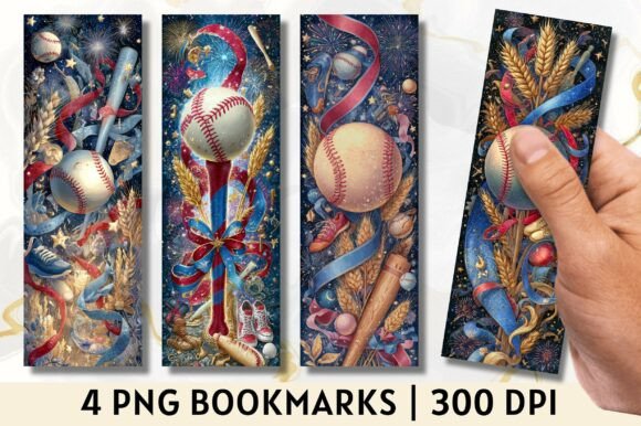 Patriotic Baseball Bookmark Design