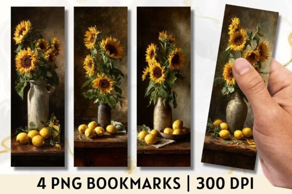Rustic Oil Paint Sunflower Bookmark Design