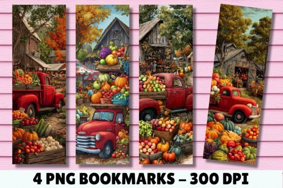 Rustic Red Harvest Truck Farm Bookmark Guide