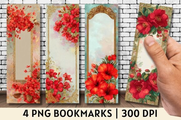 Strategic Branding and Creative Utility of the Red Hibiscus Gold Frame Floral Bookmark
