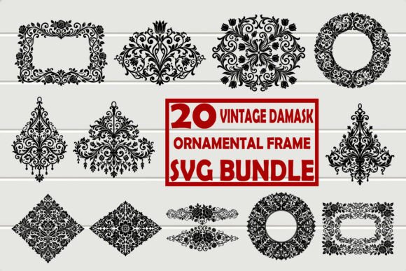 Vintage Damask Ornamental Frame: Elevating Digital and Physical Crafts with Timeless Elegance